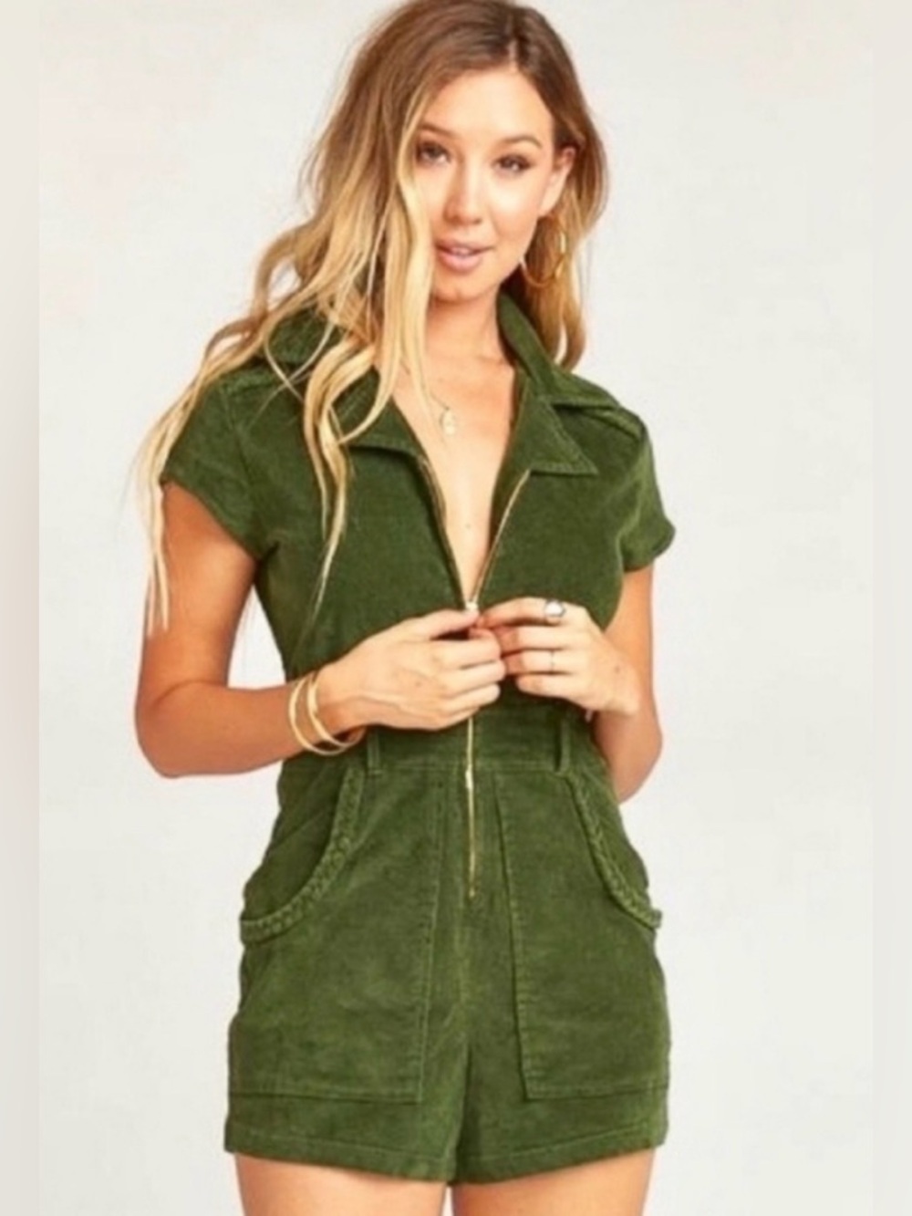 Show Me Your Mumu Outlaw Romper in Cypress Green Size Small Like New - Picture 10 of 11